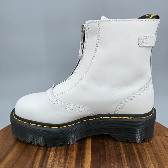 Dr Martens Jetta Boots Women's 8 White Leather Front Zip Platform Ankle - Picture 7 of 12